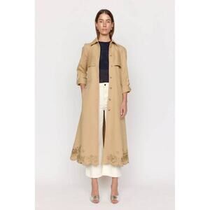 Christy Lynn Pax Belted Trench Coat in Sand M